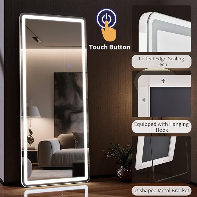 60"x16" LED Full Length Mirror – Standing Floor Mirror - Image 2
