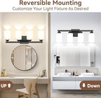 4-Light Bathroom Light Fixtures, Matte Black Light Fixture, Classic Wall Light - Image 2