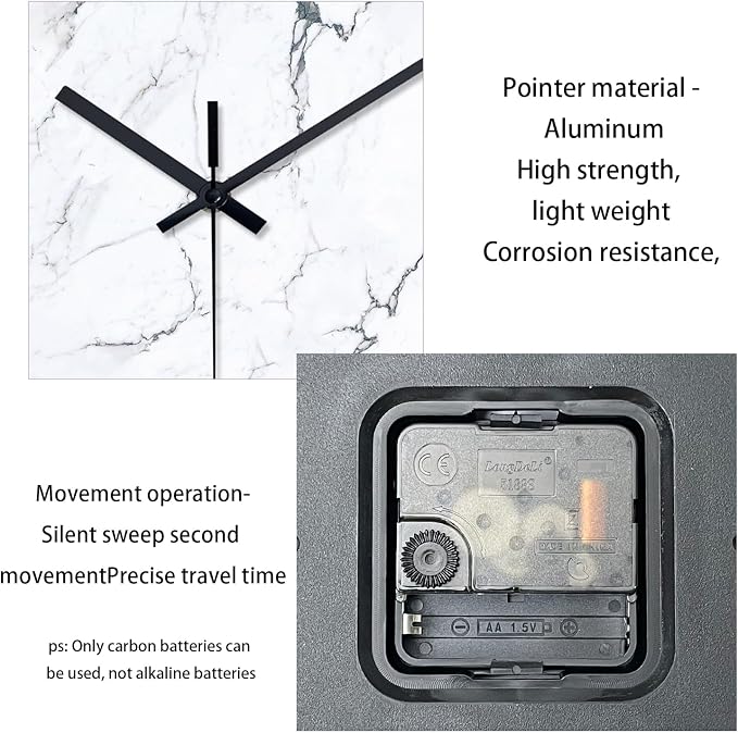 Big White Marble Glass Wall Clocks Battery Operated 16 Inch Abstract Modern - Image 8