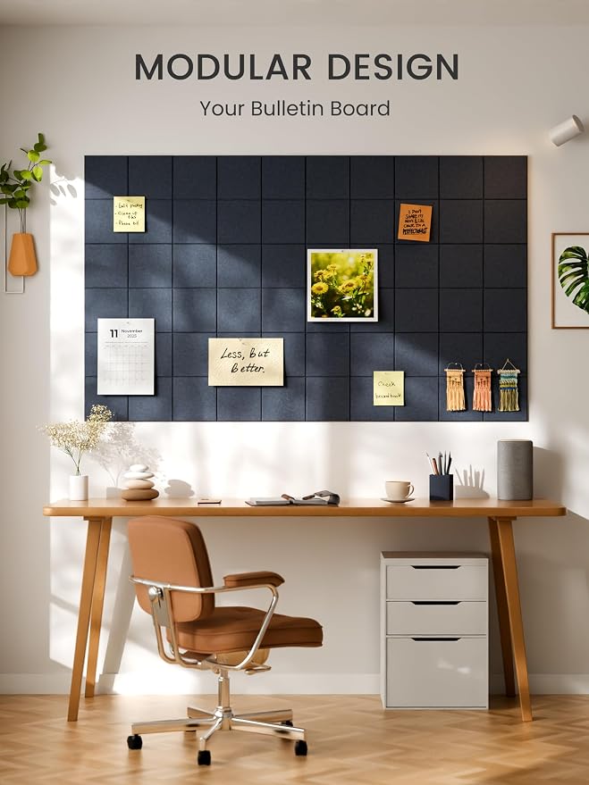 Bumusty Large Felt Bulletin Board, 30 Push Pins, 40 Adhesive Tabs, Deep - Image 6
