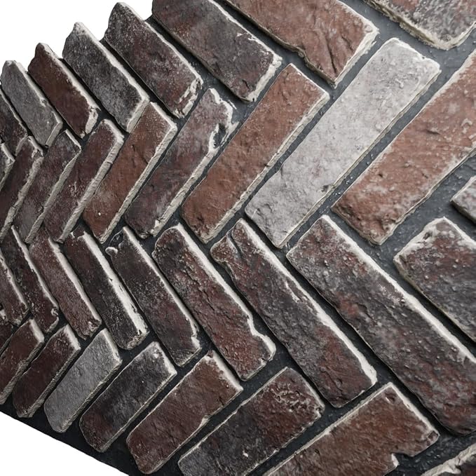 EverStone Herringbone Faux Brick Panel, 46 1/2"W x 25 1/4"H x 1"D, Moon Rock - Image 7