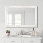 Mosaic Bathroom Mirrors for Wall 24x36 Inch, Natural Mother of Pearl Inlay - Image 2