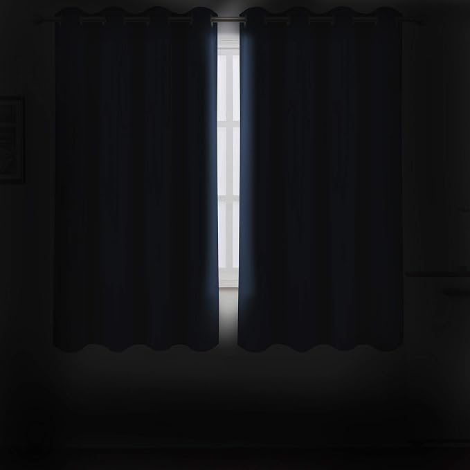 LEMOMO Navy Blue Thermal Blackout Curtains/52 x 54 Inch/Set of 2 Panels Room - Image 3