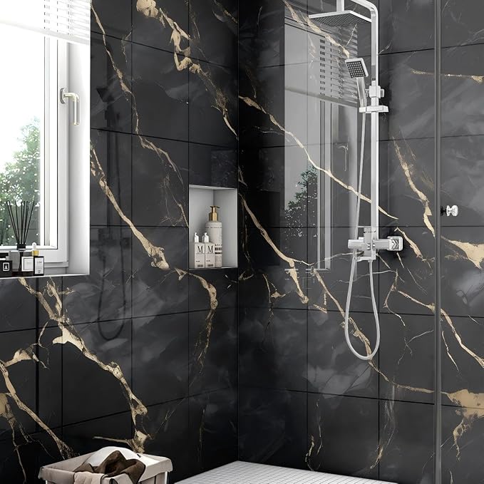 Chejiaye 10pcs Marble Peel and Stick Backsplash Waterproof Washroom Wall Panels - Image 3