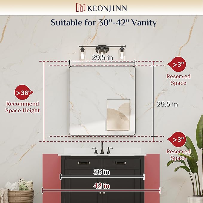 Keonjinn 30 x 30 Inch Brushed Nickel Bathroom Mirrors - Image 6