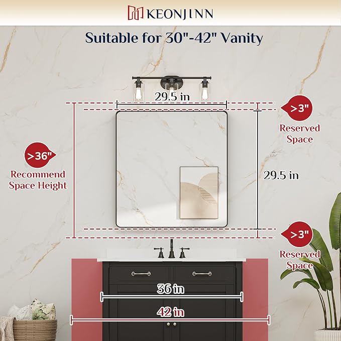 Keonjinn Black Bathroom Mirrors - Image 6