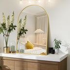 22" x 30" Gold Arched Mirror, Arch Bathroom Vanity Wall Mirror, Modern Aluminum - Image 6