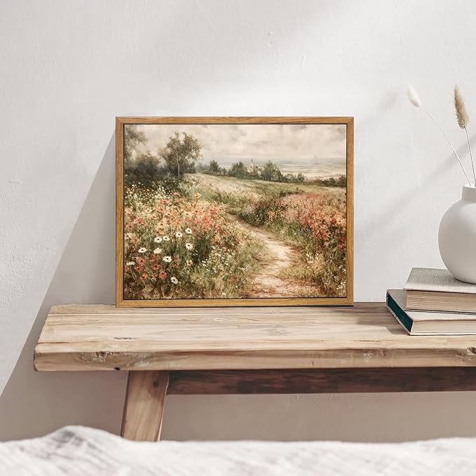 OIQArtOIQ Framed Canvas Wall Art, Vintage Decor, Landscape Nature Country - Image 3