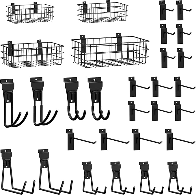 SMARTSTANDARD 30PCS Slatwall Accessories, Includes 4PCS Wall Baskets and 26PCS by SMARTSTANDARD