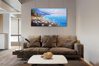 Anolyfi Coastal Landscape Wall Art Nature Flower Mountain Canvas Painting Blue - Image 3