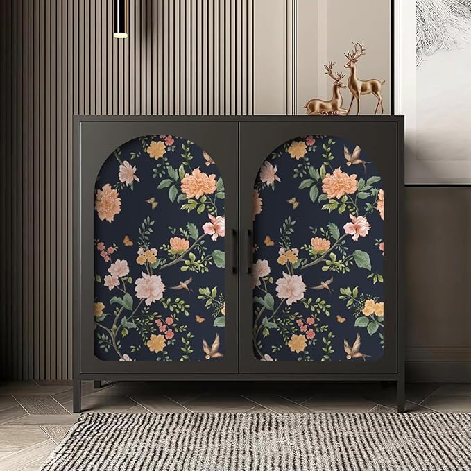 Froluya Dark Blue Floral Peel and Stick Wallpaper Vintage Floral Contact Paper - Image 3