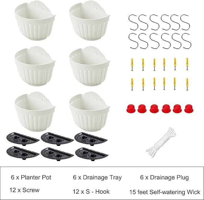 6 Pcs Plastic Large Wall Plant Pots Vertical Garden Living Wall Mounted Window - Image 9