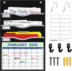 ALSLEA 4 Pockets Hanging Wall File Organizer 15" Extra Wide Pocket Chart by ALSLEA