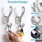 6 Pack Coat Hooks Wall Mount Heavy Duty Utility Retro Double Hooks - Image 8