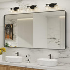 LOAAO 72X36 Inch Black Metal Framed Bathroom Mirror by LOAAO