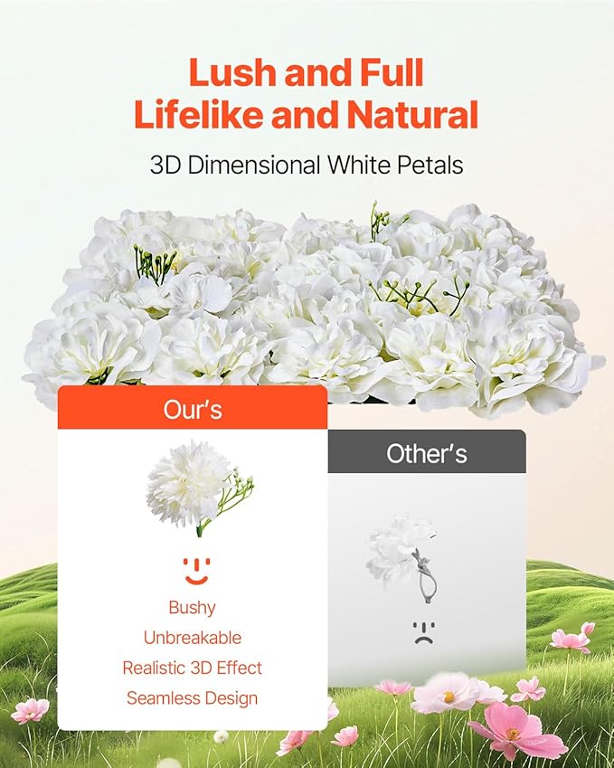 VEVOR 3D Flower Wall Panel, Artificial Floral Wall Background Mesh Backing Mat - Image 2