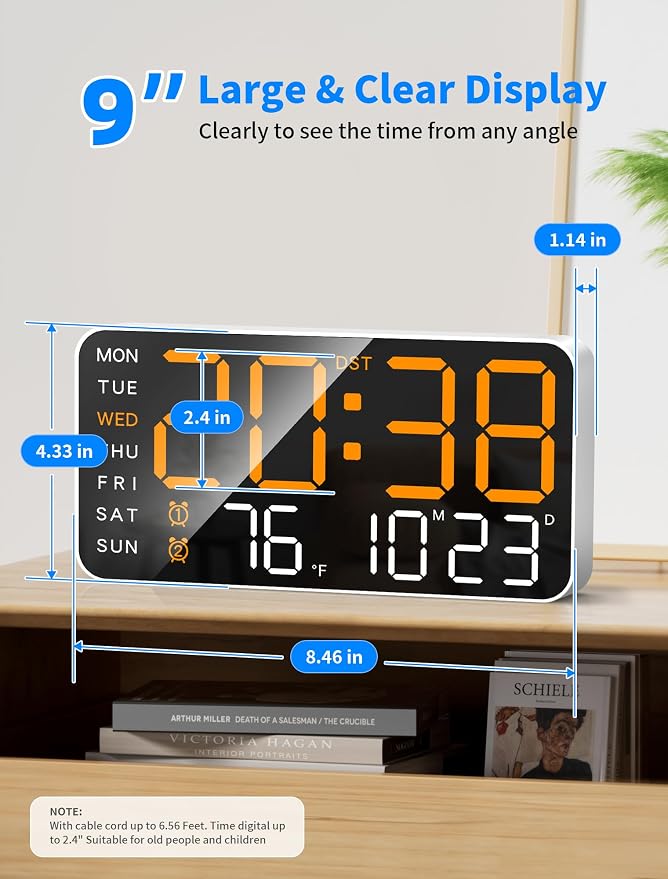 MASHI 8.4''Large Digital Wall Clock, Led Alarm Clock - Image 3