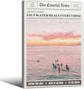 Pink Beach Newspaper Posters Vintage Fashion Coastal Girl Surf Wall Art 16X24 by Unknown