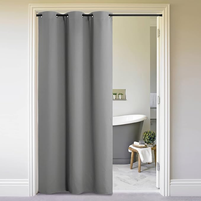 NICETOWN Silver Grey Doorway Curtain Privacy, Door Cover Curtain, Sound by NICETOWN