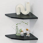 Corner Wall Shelves Set of 2, Rustic Wood Corner Floating Shelves - Image 3