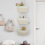 TeoKJ Over the Door Hanging Basket, 3-Tier Woven Cotton Wall-Mounted Storage - Image 3