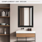 MCS 29.5x41.5 Large Wall Mirror, Classic Black Mirror, Vertical & Horizontal - Image 2