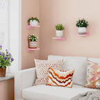 Fixwal Pink Shelves, 5x5 Inches Small Wall Shelf Set of 4, Rustic Wood Floating - Image 2