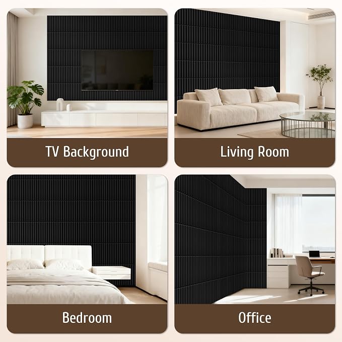 Qidejoy 33 Pcs 3D PVC Slat Wall Panels 12X12in Fluted Textured Paneling Modern - Image 2