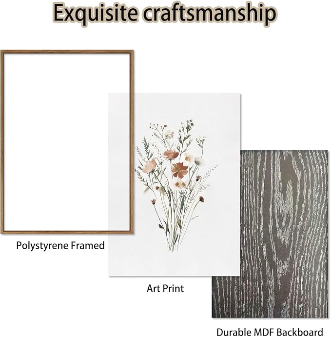 KISSFOX Framed Wildflower Wall Art Floral Canvas Wall Art Flower Pictures Wall - Image 4