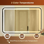 32x55 Inch Black Framed LED Bathroom Mirror - Image 5