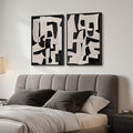 Large Framed Black and Beige Abstract Wall Art, Modern Art Prints Pictures by Cuspin