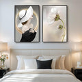Framed Modern Woman Wall Art for Girls Bedroom, Large Bright Style Modern Art by Cuspin