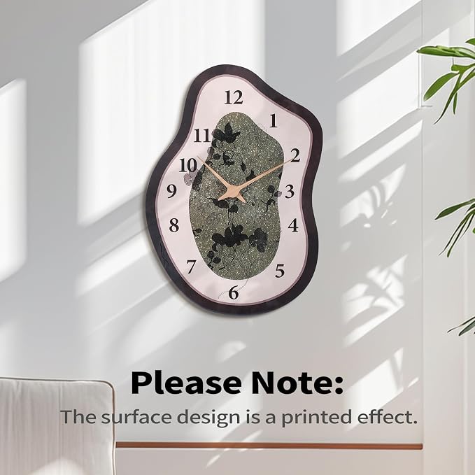 Mid Century Retro Irregular Shape Wall Clock, Silent Non-Ticking Battery - Image 3