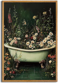 AtterrirArt Framed Vintage Bathroom Wall Art, 16 * 24inch, Whimsical Bathtub by AtterrirArt