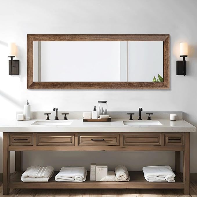 AAZZKANG Hanging Mirror Full Length Retro Large Wooden Framed Full Body Mirrors - Image 4