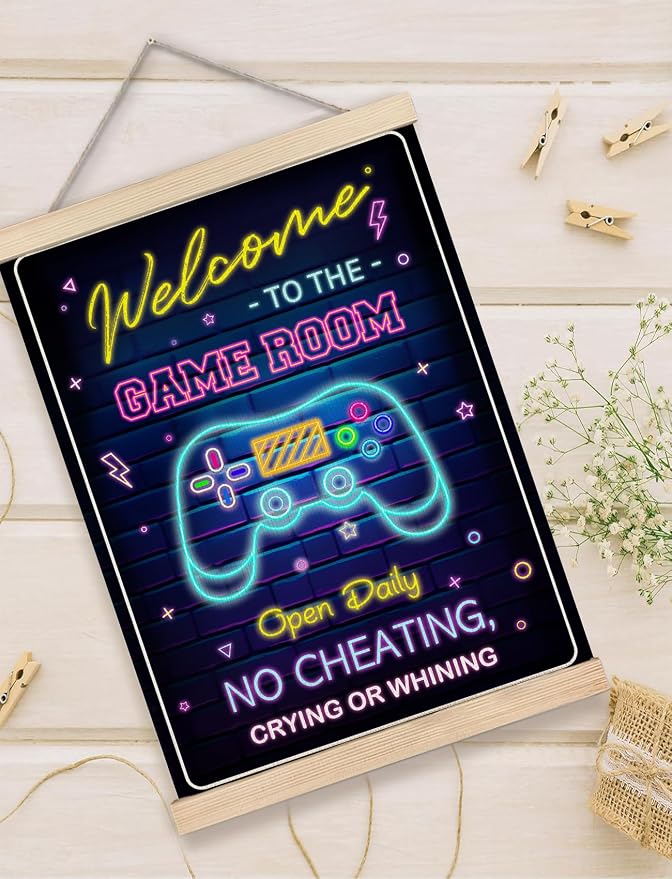 Foritho Neon Welcome to the Game Room Sign Poster Wall Art Framed, Cool Gaming - Image 5