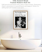 iHery Natural OAK Wood Audrey Hepburn Trendy Framed Wall Art, Better Late Than - Image 7