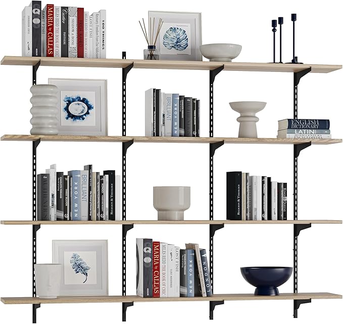Wallniture Turin 60" Long Wall Bookshelf, Floating Shelves by Wallniture