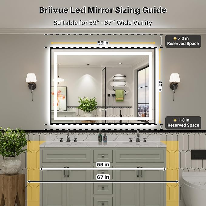 55x40 Inch LED Bathroom Mirror - Image 2