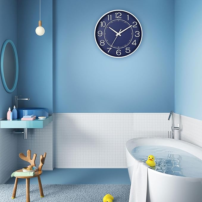 HZDHCLH Modern Wall Clocks Battery Operated, 10 inch Navy Blue Clock - Image 6