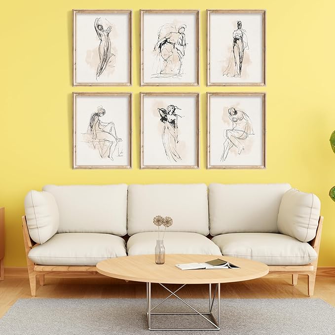 Vodefoad Figure Sketch Art Print Neutral Gallery Wall 6Pcs Set Soft feminine - Image 6