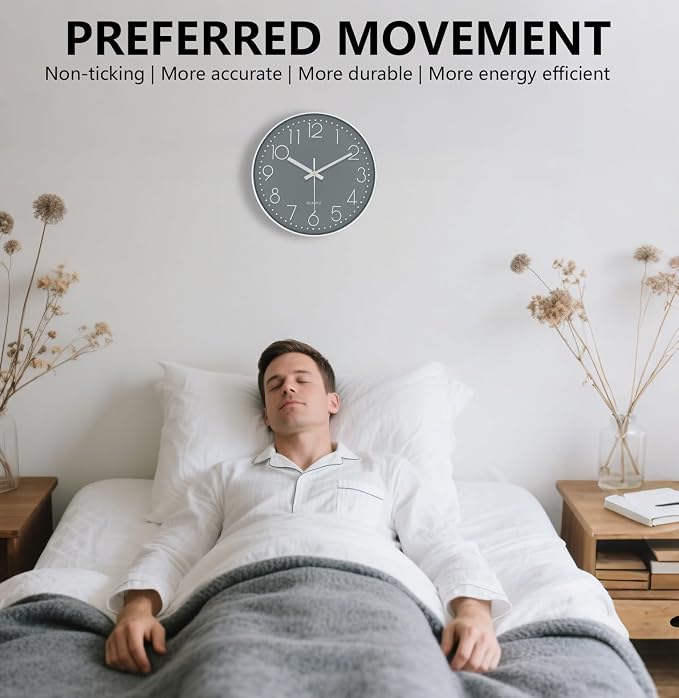 Wall Clock, Silent Wall Clocks Battery Operated 10 Inch Modern Non Ticking - Image 4