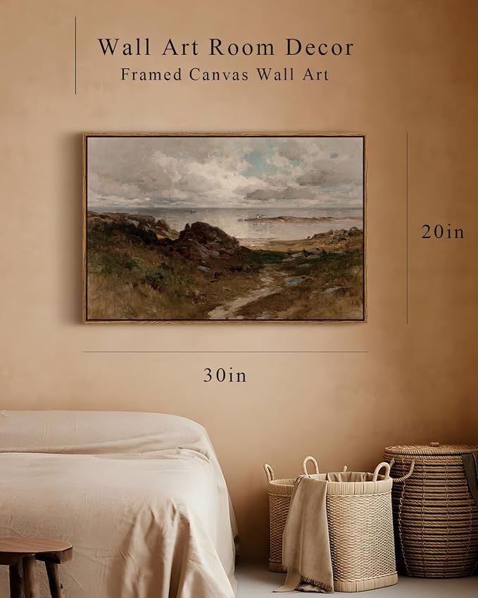 InSimSea Framed Canvas Wall Art Vintage Decor, Seaside Path Wilderness - Image 4