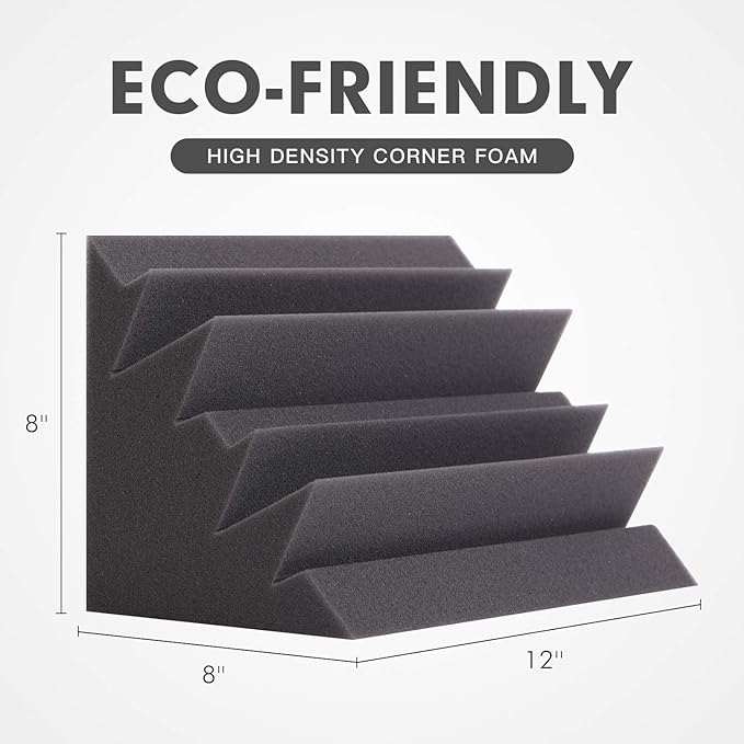 8 Pack - Bass Traps Acoustic Foam Corner, High Density and Fire-Proof Acoustic - Image 2