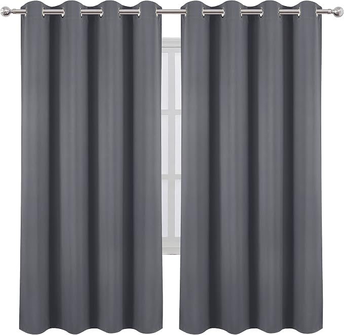 LEMOMO Grey Thermal Blackout Curtains/52 x 72 Inch/Set of 2 Panels Room - Image 2