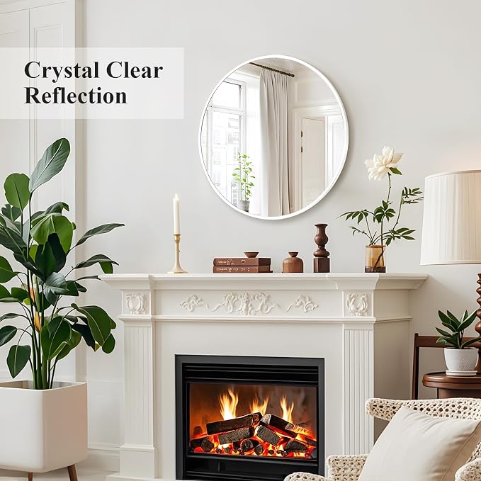 Fabuday White Round Mirror for Wall 20 inch - Image 5
