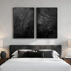 Large Framed Black Abstract Wall Art Set of 2 - Image 4