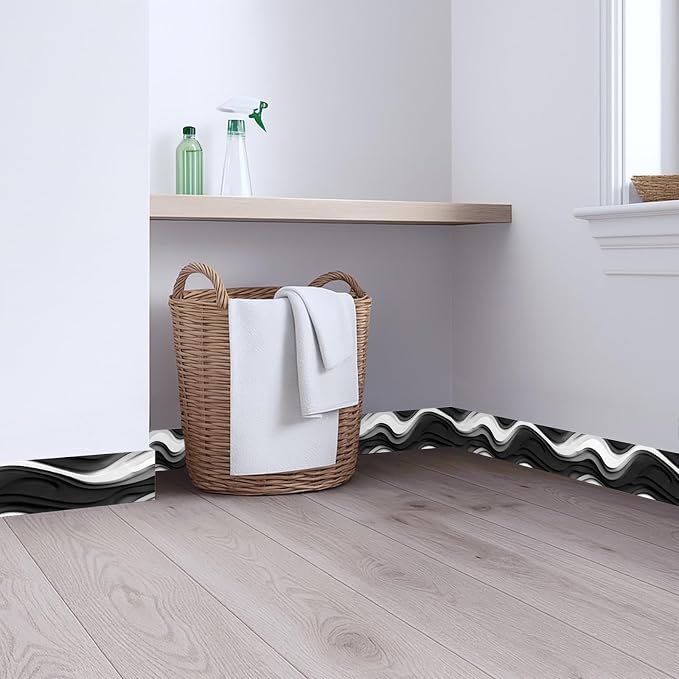 Black and White Wave Wallpaper Border 196x4 Inch Peel and Stick Wall Border - Image 4