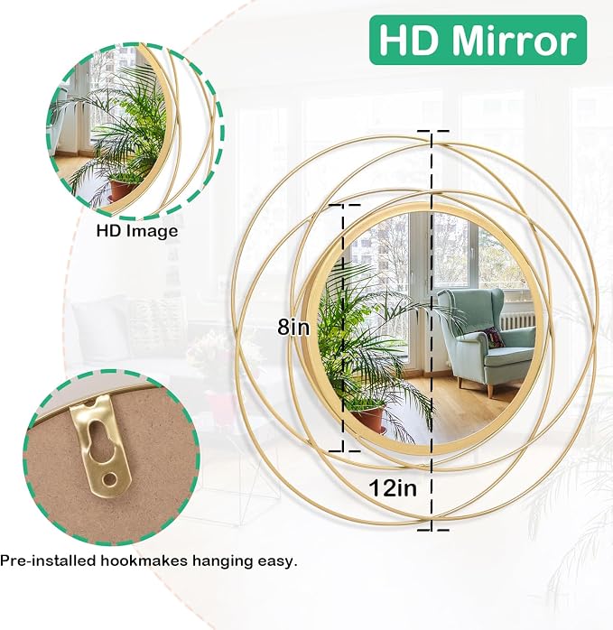 Mirrors for Wall Gold Circular Art Classic Metal Iron Frame Wall Mirror Decor - Image 7
