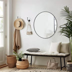 WallBeyond Round Wall Mirror 28 inch Black Large Circle Mirror - Image 3